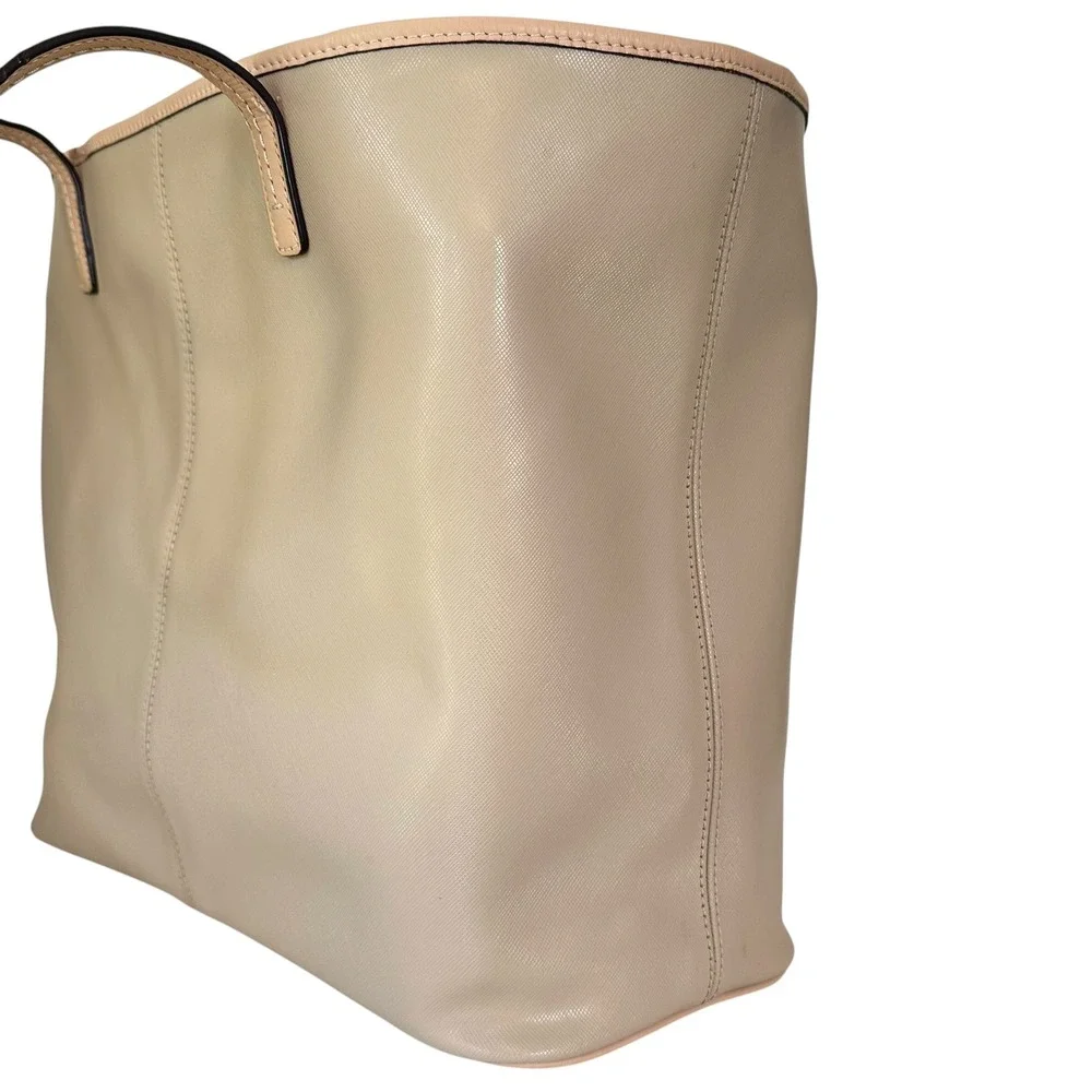 Coach Tote Bag Park‎ Metro F24341 Beige Leather Pink Trim Shoulder Purse